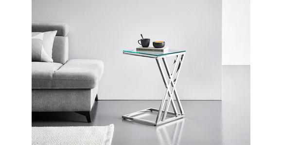 BEISTELLTISCH 40/40/60 cm Klar, Silberfarben quadratisch - Klar/Silberfarben, Trend, Glas/Metall (40/40/60cm) - Xora