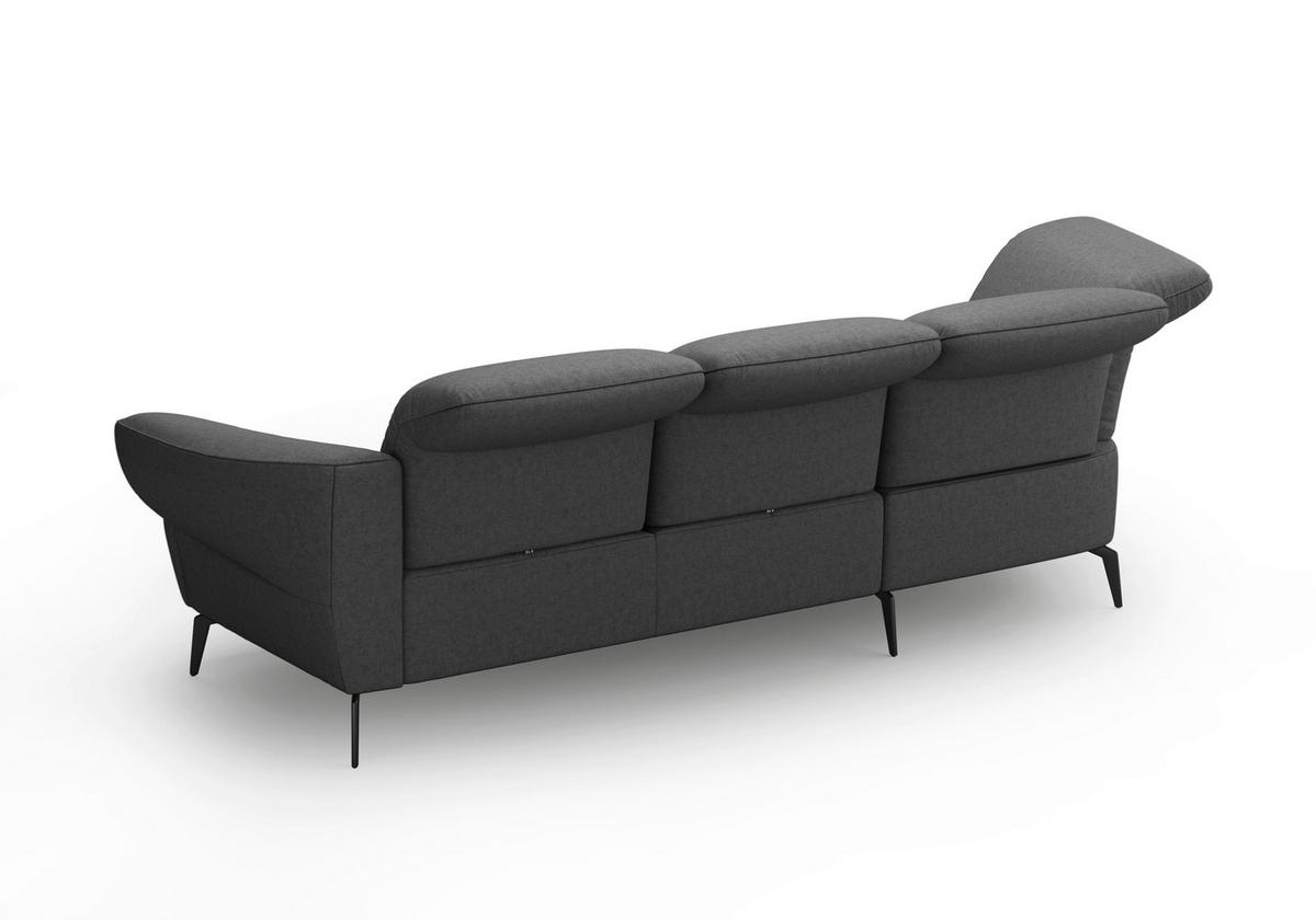 ECKSOFA DANCE E Dunkelgrau Flachgewebe  - Dunkelgrau/Schwarz, MODERN, Textil/Metall (208/313cm) - Sit & More