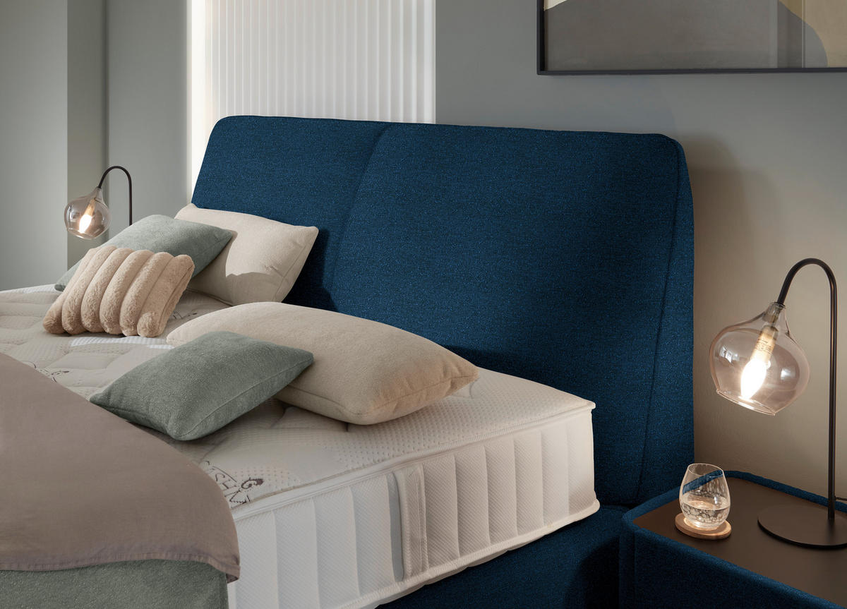 BOXSPRINGBETT 200/200 cm  in Blau  - Blau/Schwarz, Design, Kunststoff/Textil (200/200cm) - Johann Jakob