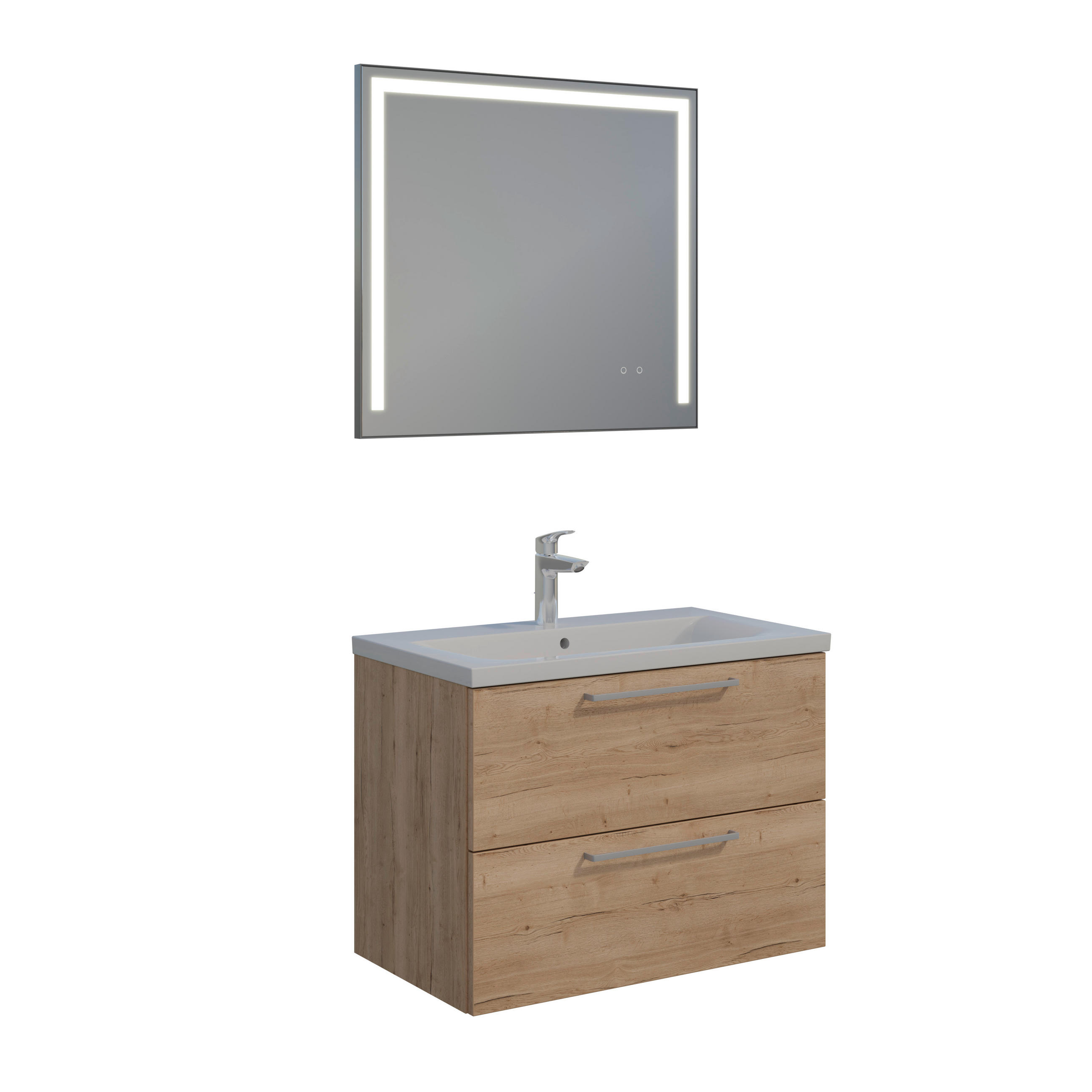 BADEZIMMER 3-teilig  in 81 cm  - Chromfarben/Eichefarben, MODERN, Keramik/Holzwerkstoff (81cm) - Celina Home
