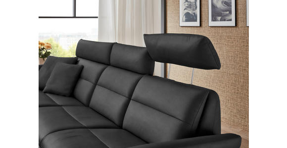 ECKSOFA in Echtleder Anthrazit  169/298 cm  - Anthrazit/Schwarz, Design, Leder/Metall (169/298cm) - Dieter Knoll