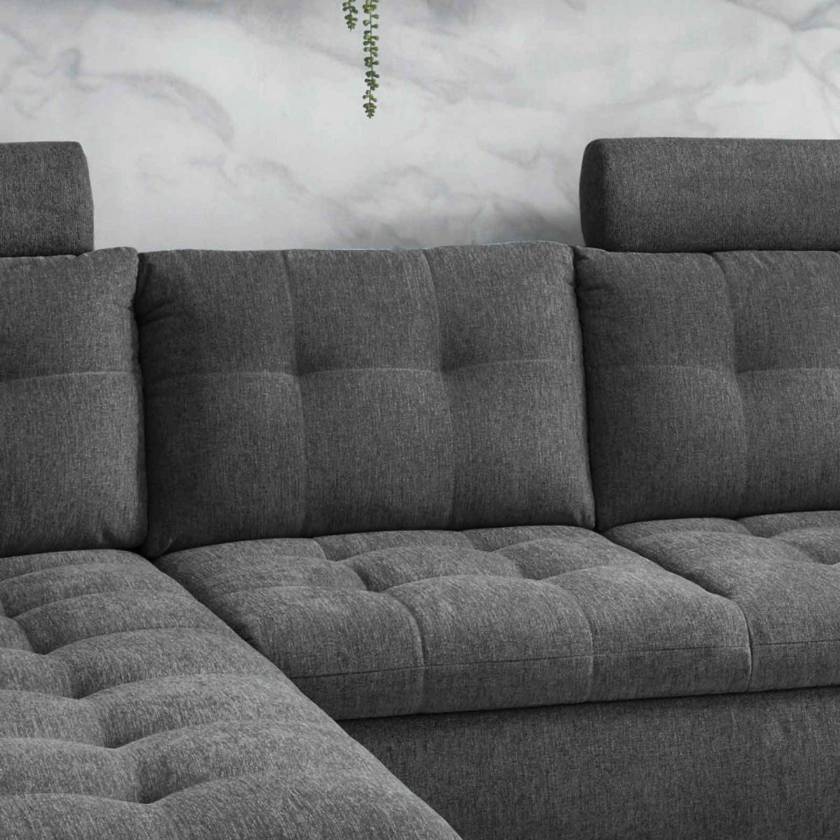 ECKSOFA in Mikrovelours Anthrazit  - Anthrazit, Konventionell, Holzwerkstoff/Kunststoff (193/283cm) - MID.YOU