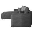 ECKSOFA Dunkelgrau Cord Zierkissen, Rückenkissen, Bettkasten, Schlaffunktion, Rücken echt, Liegefläche im Originalstoff  - Dunkelgrau/Schwarz, MODERN, Kunststoff/Textil (190/280cm) - Carryhome