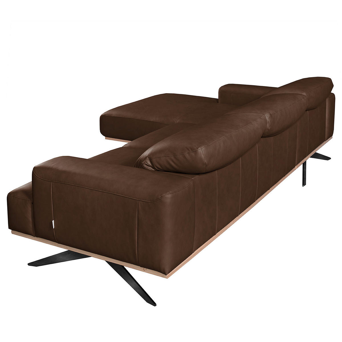 ECKSOFA  in Echtleder Dunkelbraun  187/295 cm  - Dunkelbraun/Schwarz, Design, Leder/Metall (187/295cm) - Livetastic