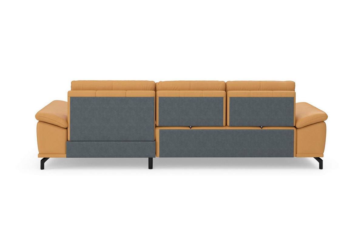 ROHOVÁ SEDAČKA, textil, kůže, curry žlutá - černá/curry žlutá, Basics, kov/textil (301/176cm) - Sit & More
