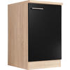 SPÜLENUNTERSCHRANK 50/84,8/60 cm  in Schwarz, Eichefarben  - Eichefarben/Silberfarben, Basics, Holzwerkstoff/Metall (50/84,8/60cm) - Respekta
