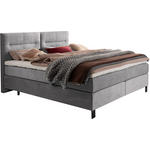 BOXSPRINGBETT 180/220 cm,  in Grau, Matratze, Topper, H2 + H3 = mittel + fest  - Schwarz/Grau, KONVENTIONELL, Textil/Metall (180/220cm) - Esposa