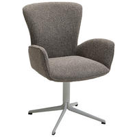 ARMLEHNSTUHL  , Stoffauswahl, Typenauswahl, Sitzfläche 360° drehbar, inklusive Armlehnen  , Jacquard, Flachgewebe  ,  - Graubraun/Grau, Design, Textil/Metall (63/92/63cm) - Valdera