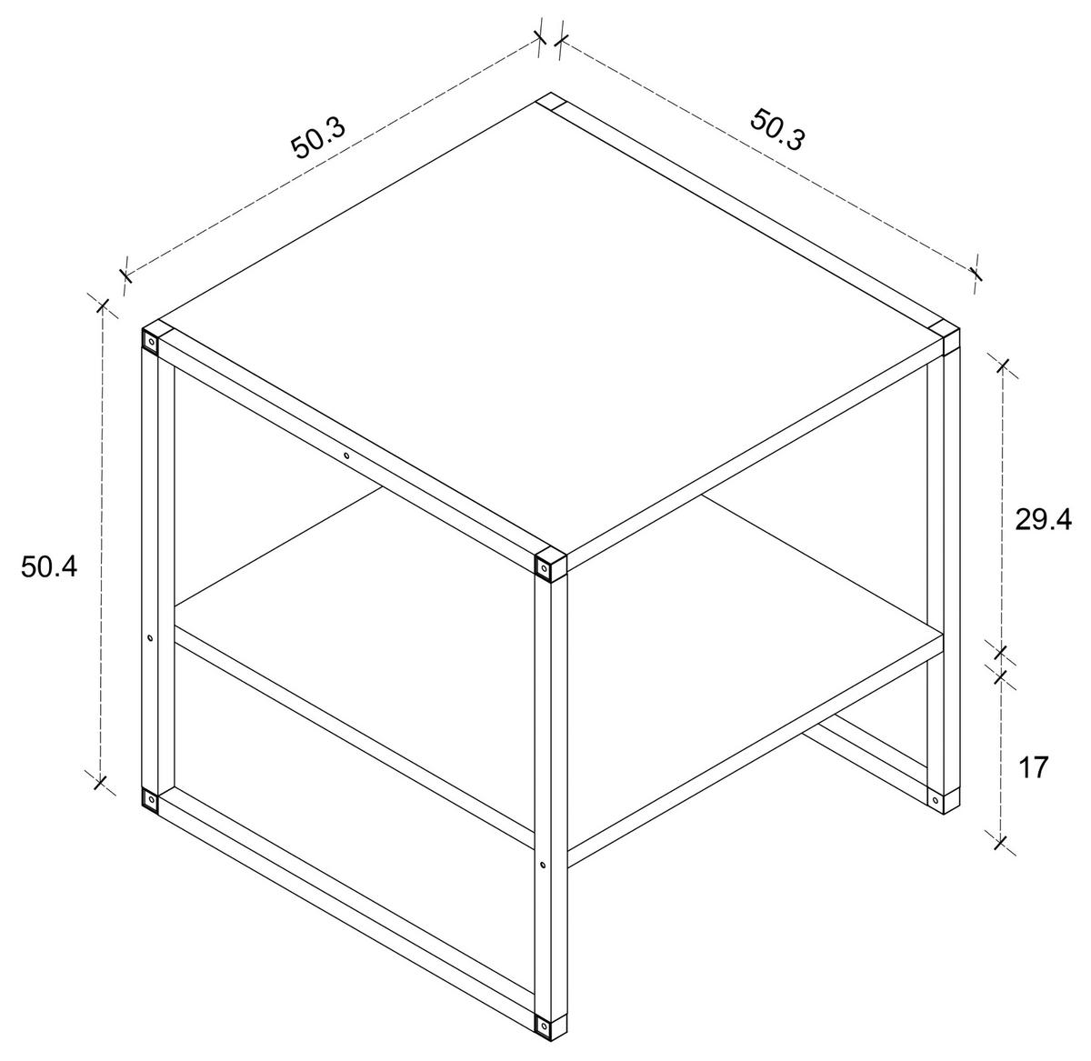 COUCHTISCH in Holzwerkstoff 50/50/50 cm  - Weiss/Schwarz, Design, Holzwerkstoff/Metall (50/50/50cm) - MID.YOU