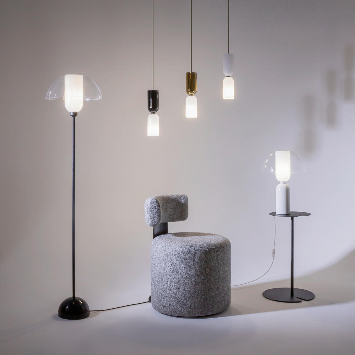 PENDELLAMPA Memory 8/232 cm  - vit/svart, Design, metall/glas (8/232cm) - MAYTONI