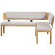 ECKBANK 195/155 cm Webstoff Eichefarben, Hellgrau Eiche vollmassiv   - Eichefarben/Hellgrau, KONVENTIONELL, Holz/Textil (195/155cm) - Linea Natura