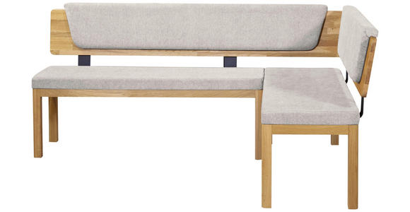 ECKBANK 195/155 cm Webstoff Eichefarben, Hellgrau Eiche vollmassiv   - Eichefarben/Hellgrau, KONVENTIONELL, Holz/Textil (195/155cm) - Linea Natura