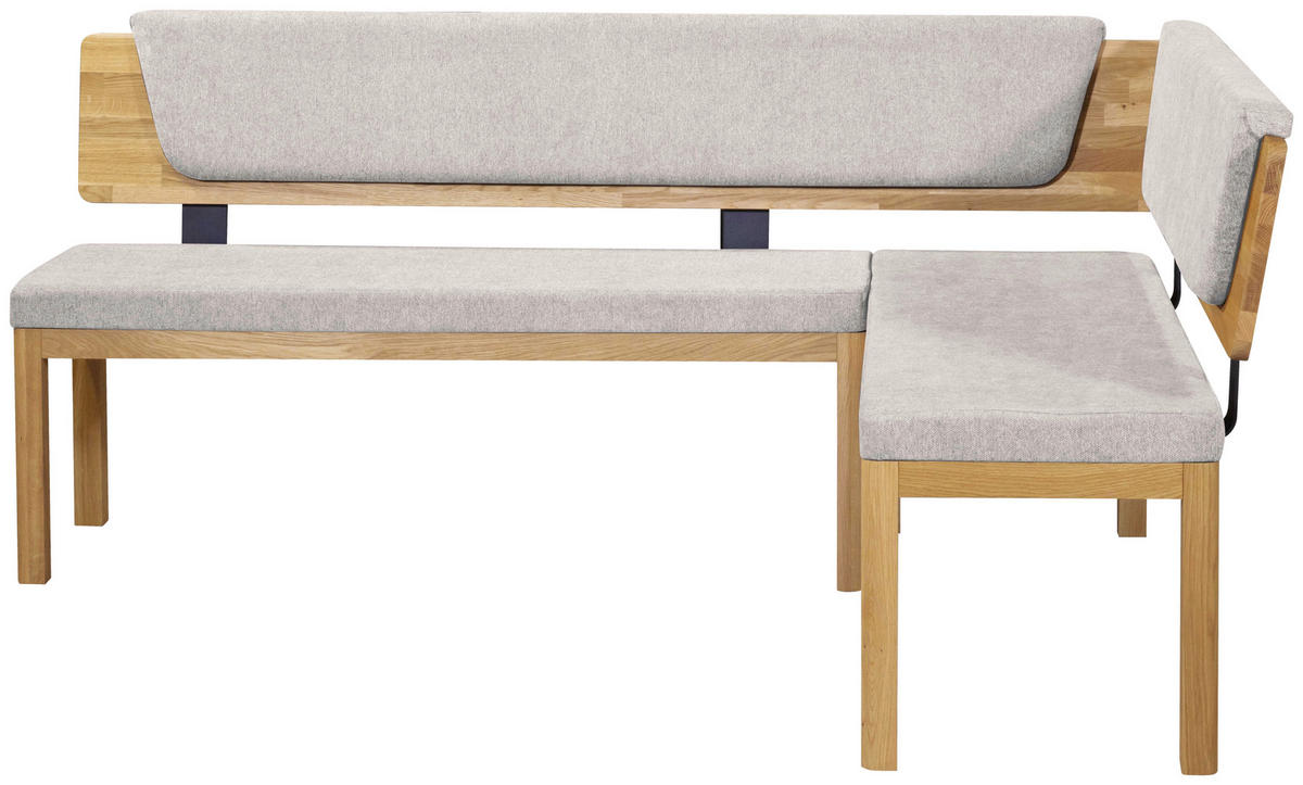 ECKBANK 248/171 cm Webstoff Eichefarben, Hellgrau Eiche vollmassiv   - Eichefarben/Hellgrau, KONVENTIONELL, Holz/Textil (248/171cm) - Linea Natura