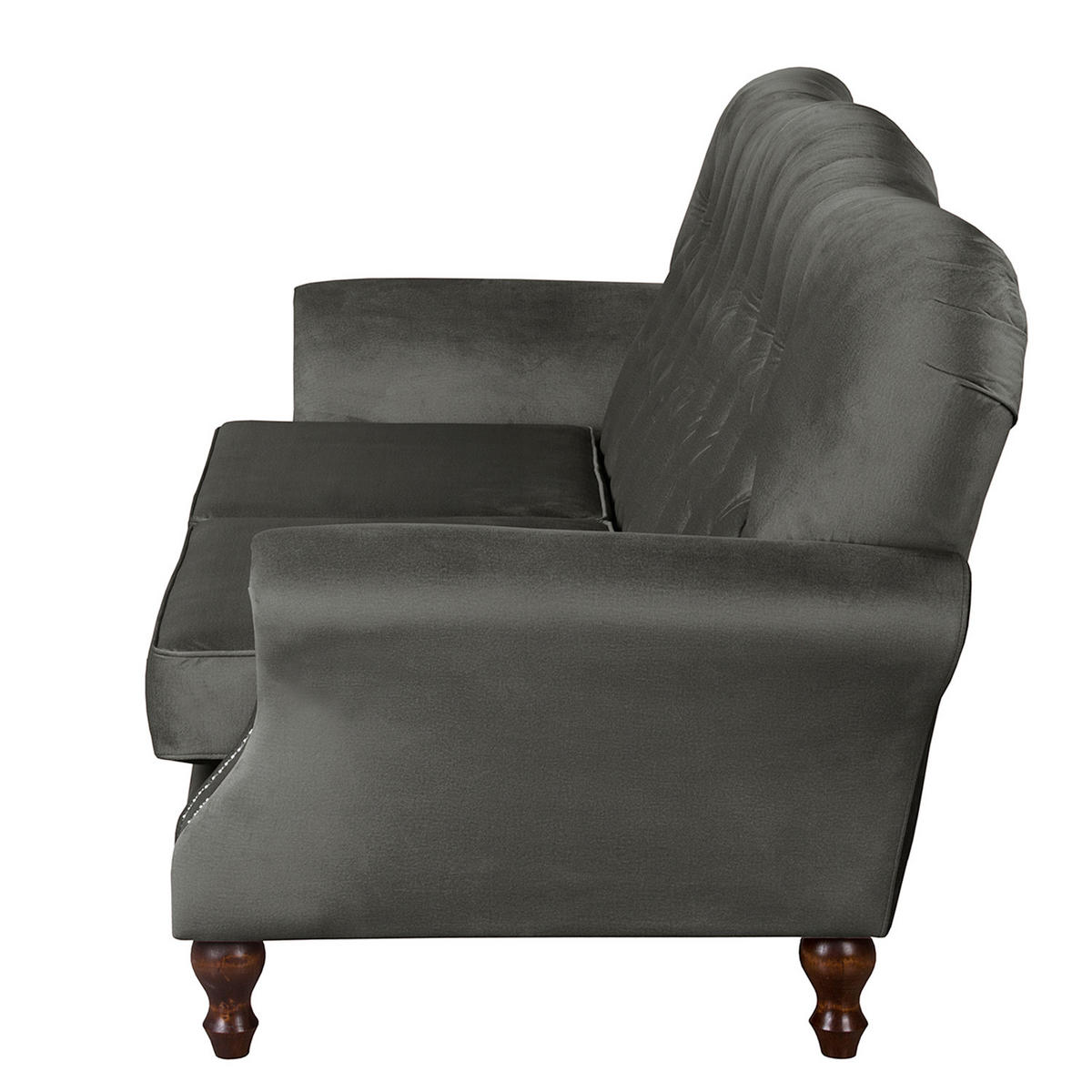 3-SITZER-SOFA Jersey in Velours Graphitfarben  - Dunkelbraun/Graphitfarben, Design, Holz/Textil (210/98/95cm) - P & B