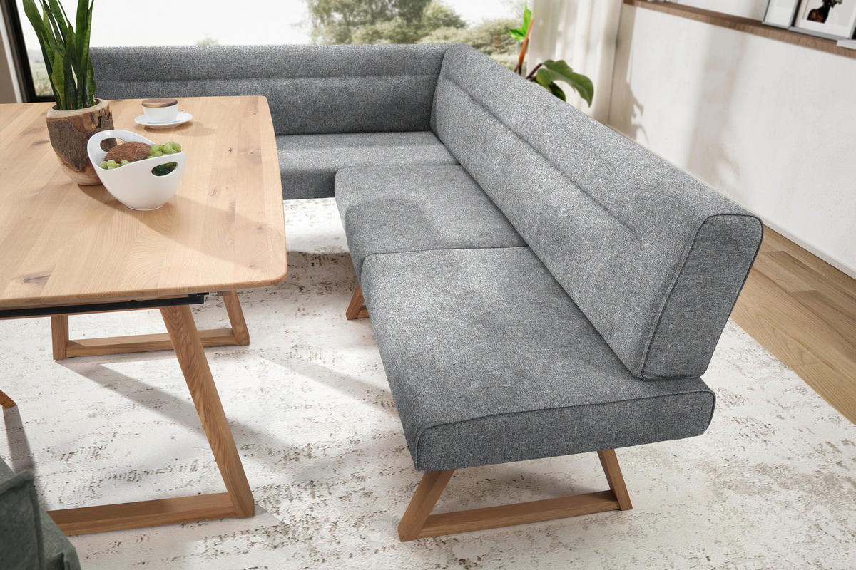 ECKBANK in Holz, Textil Eichefarben, Hellgrau  - Eichefarben/Hellgrau, Konventionell, Holz/Textil (170/230cm) - Moderano