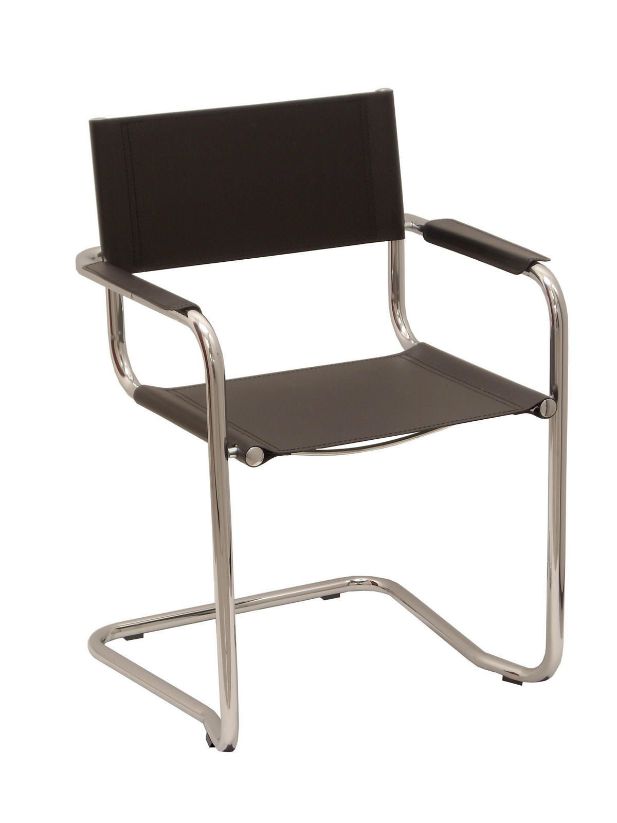BESUCHERSTUHL Schwarz, Chromfarben  - Chromfarben/Schwarz, MODERN, Leder/Metall (58/83/58cm) - Livetastic