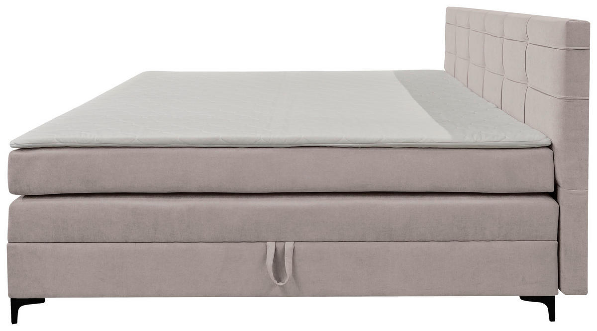 BOXSPRINGBETT 160/200 cm,  in Lavagrau, H3 = fest  - Lavagrau/Schwarz, KONVENTIONELL, Kunststoff/Textil (160/200cm)