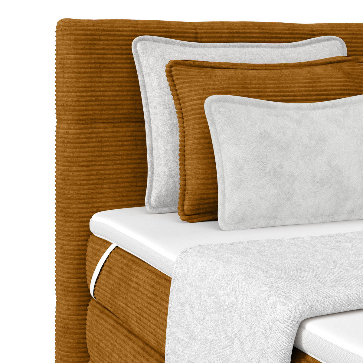 BOXSPRINGBETT 160/200 cm,  in Senfgelb, gepolstertes Kopfteil, Bettkasten, Topper, Matratzen, H4 + H4 = sehr fest  - Senfgelb, KONVENTIONELL, Holz/Holzwerkstoff (160/200cm)