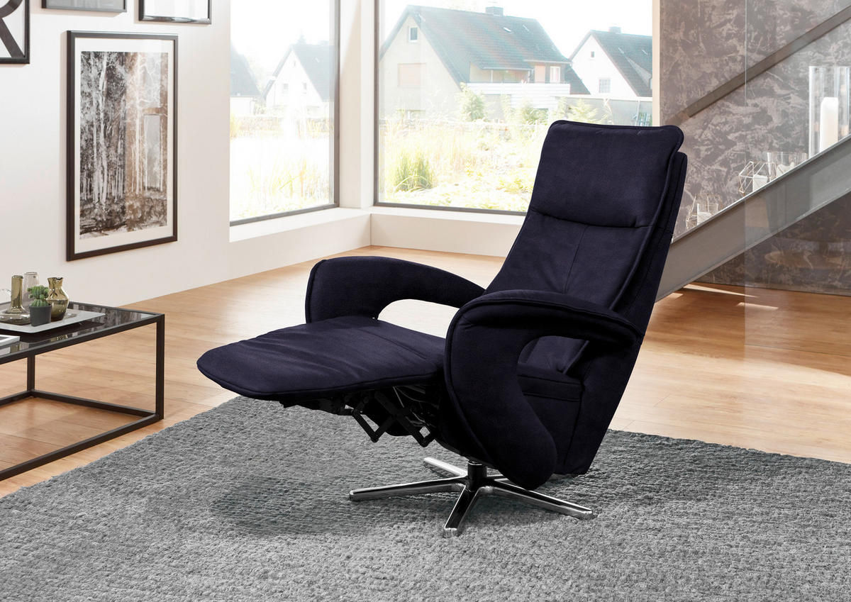 RELAXSESSEL Mikrofaser Kopfteilverstellung    - Chromfarben/Schwarz, Design, Textil/Metall (77/110/87cm) - Valdera