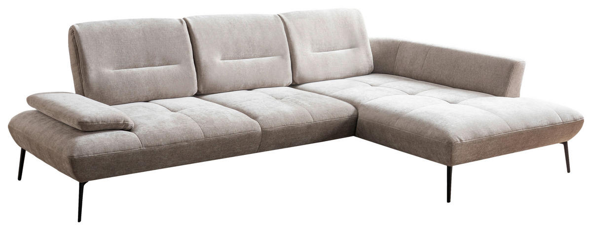 ECKSOFA  in Chenille Taupe  320/190 cm  - Taupe/Schwarz, Design, Textil/Metall (320/190cm) - Moderano