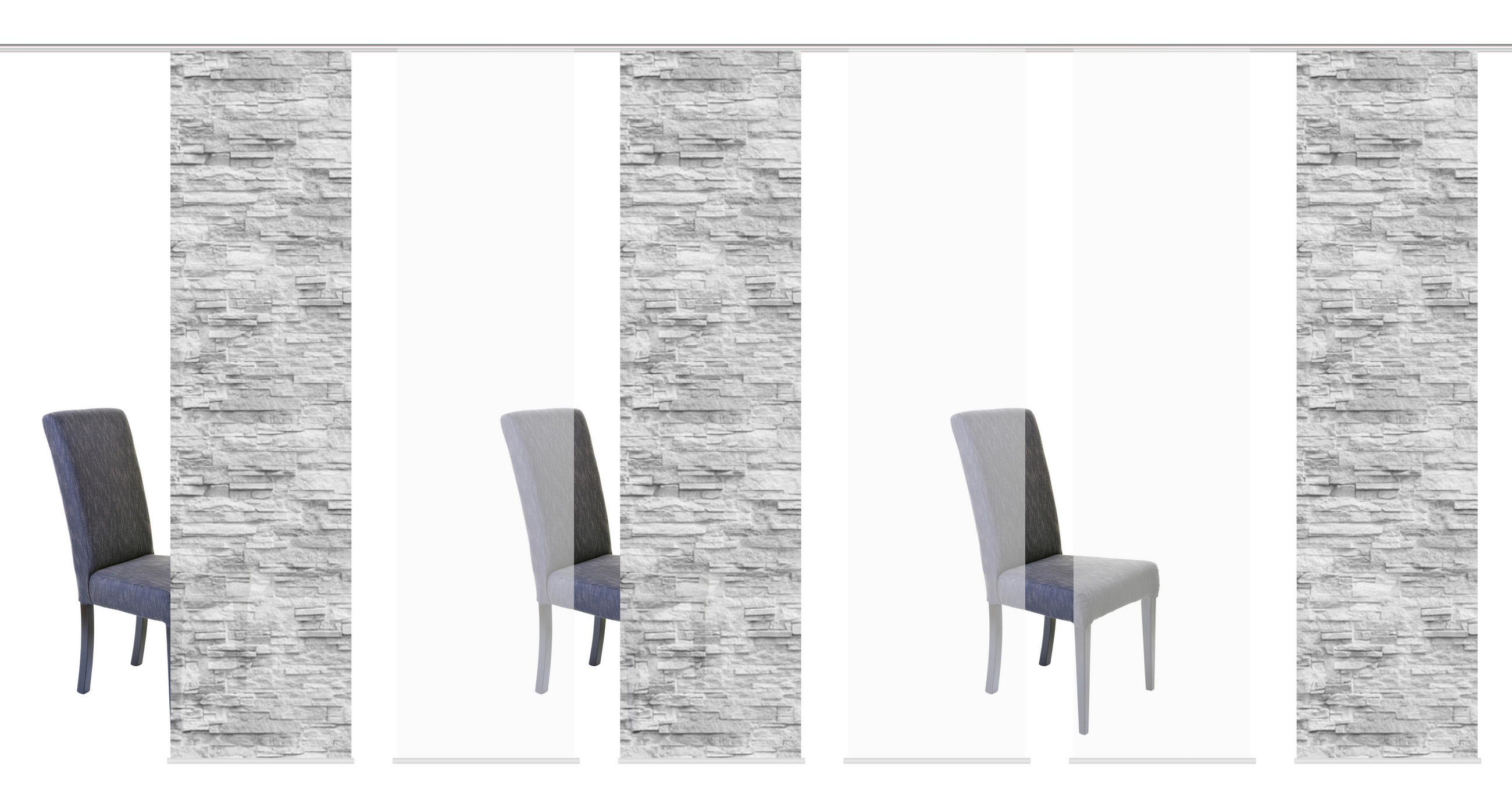 FLÄCHENVORHANG  6 Stück  halbtransparent   60/245 cm  - Anthrazit, Design, Textil (60/245cm)