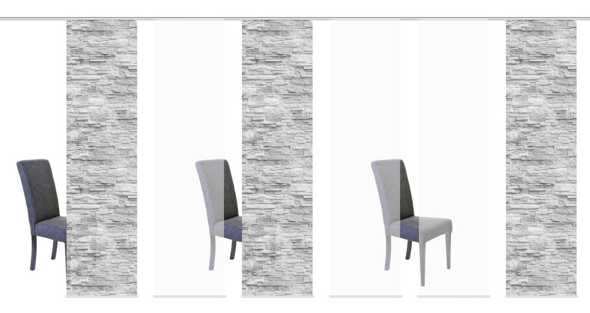 FLÄCHENVORHANG  6 Stück  halbtransparent   60/245 cm  - Anthrazit, Design, Textil (60/245cm)