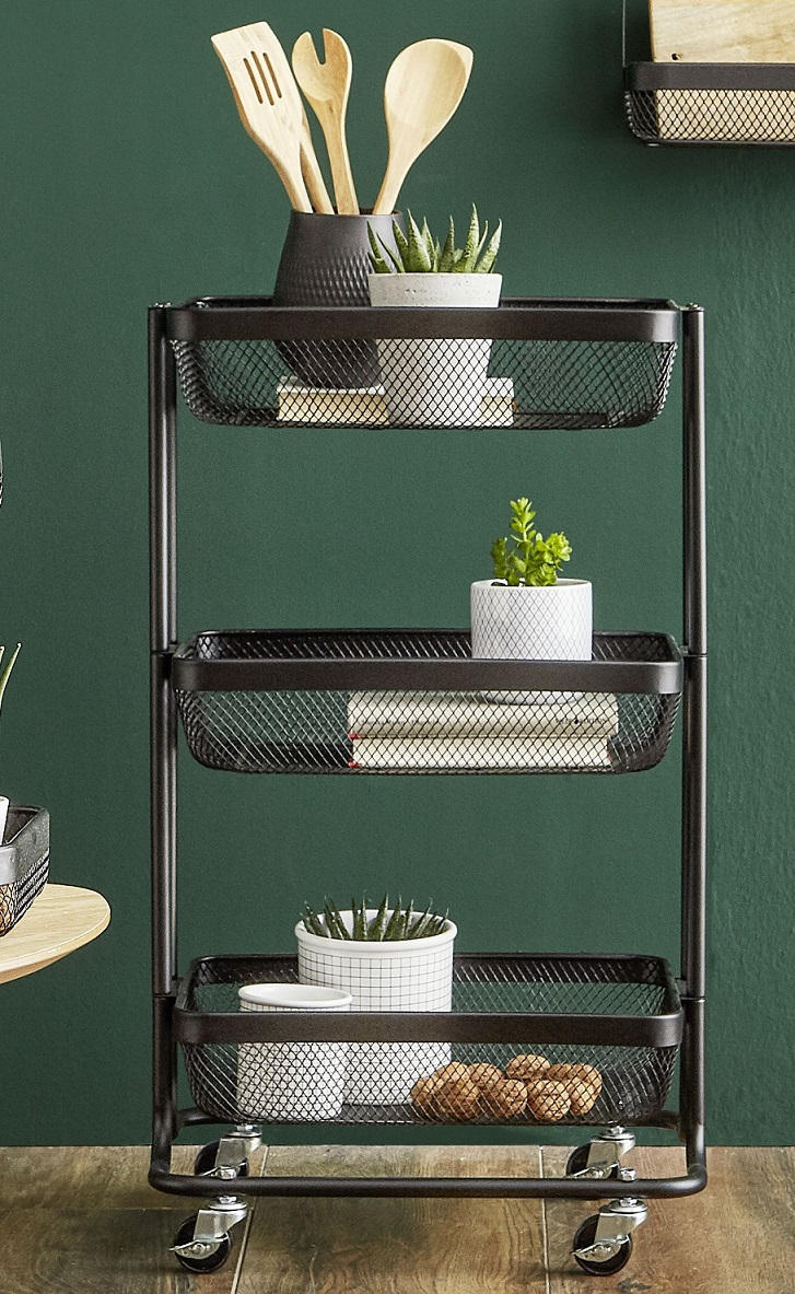 Küchenwagen Schwarz - Schwarz, Basics, Kunststoff/Metall (45,5/77,5/31,5cm) - Homeware Profession.