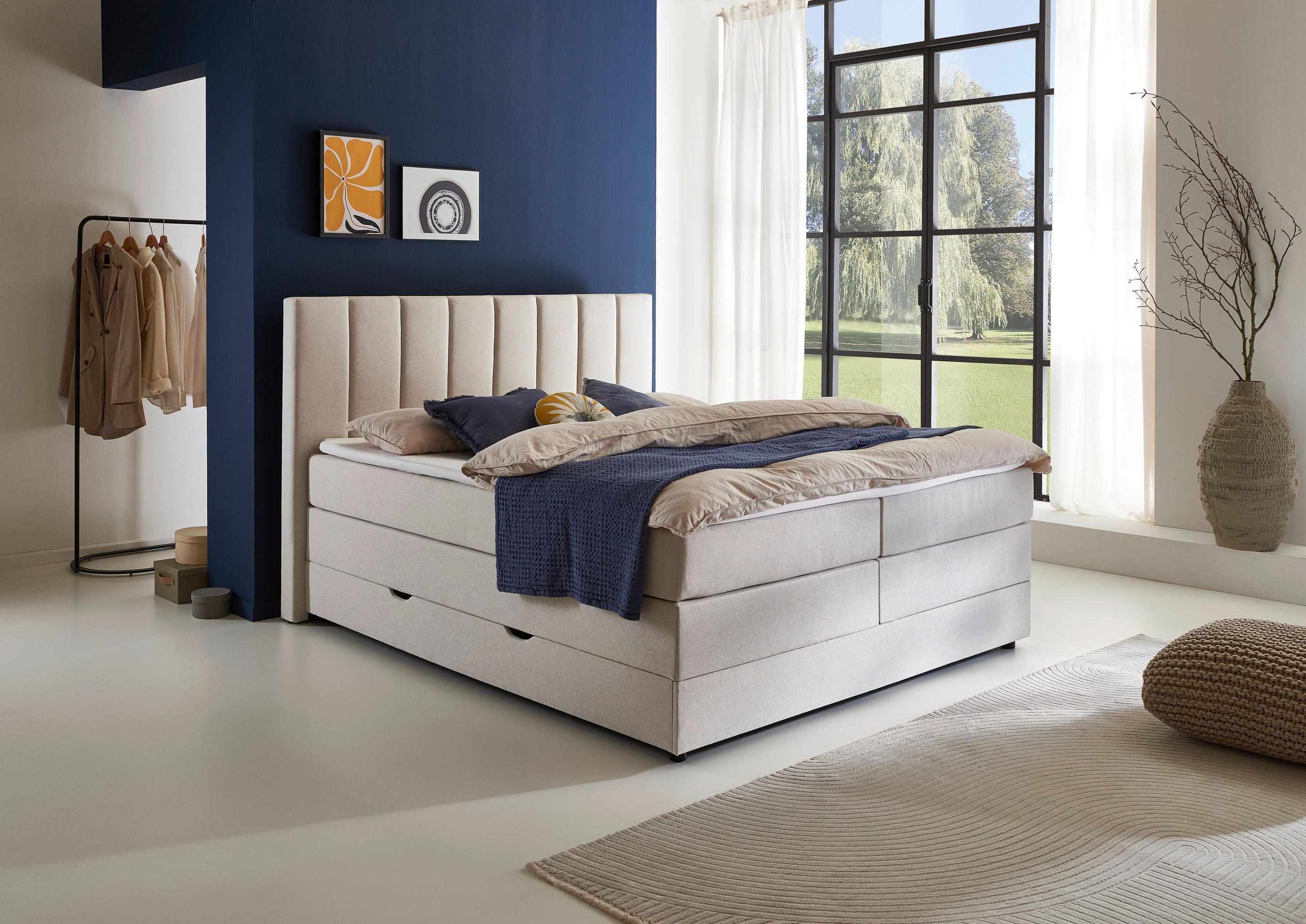 BOXBETT 180/200 cm  in Beige  - Beige/Schwarz, Basics, Holz/Textil (180/200cm) - Boxxx