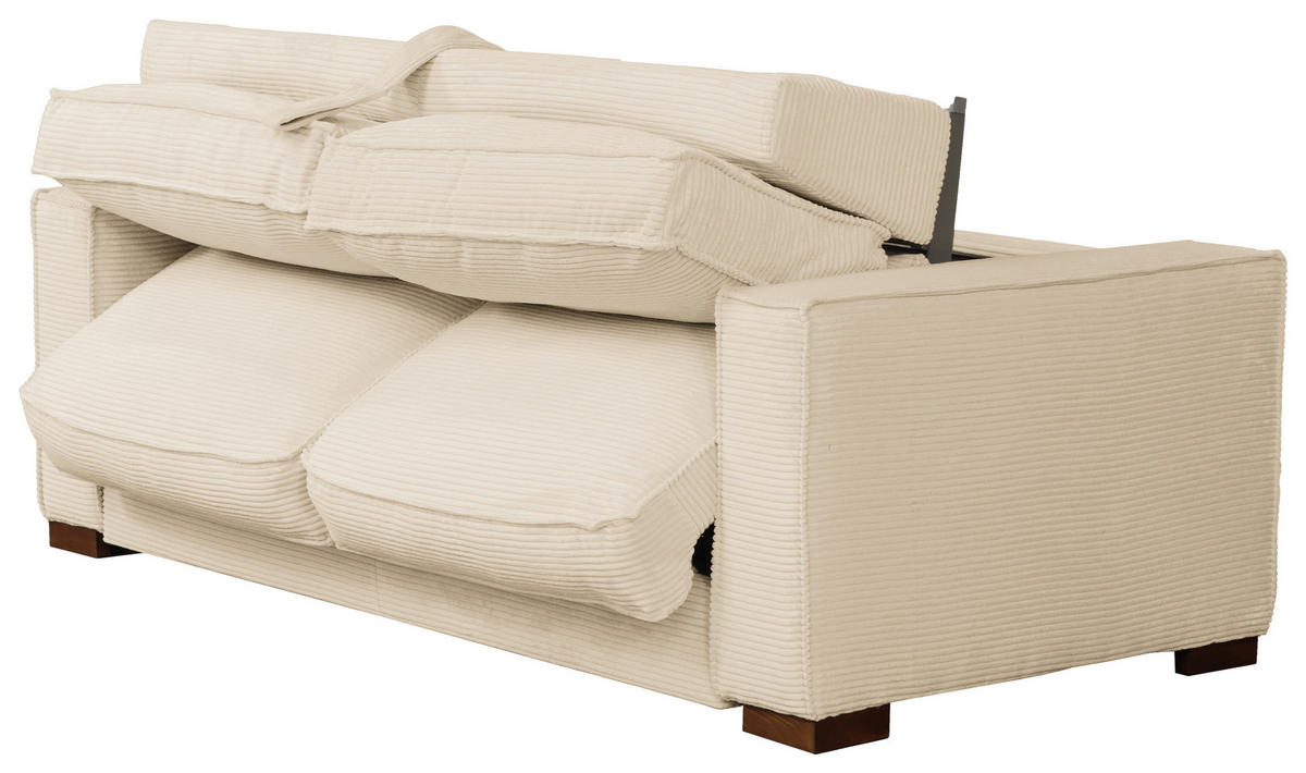 SCHLAFSOFA Cord Creme  - Dunkelbraun/Creme, Design, Holz/Textil (203/85/99cm) - MID.YOU