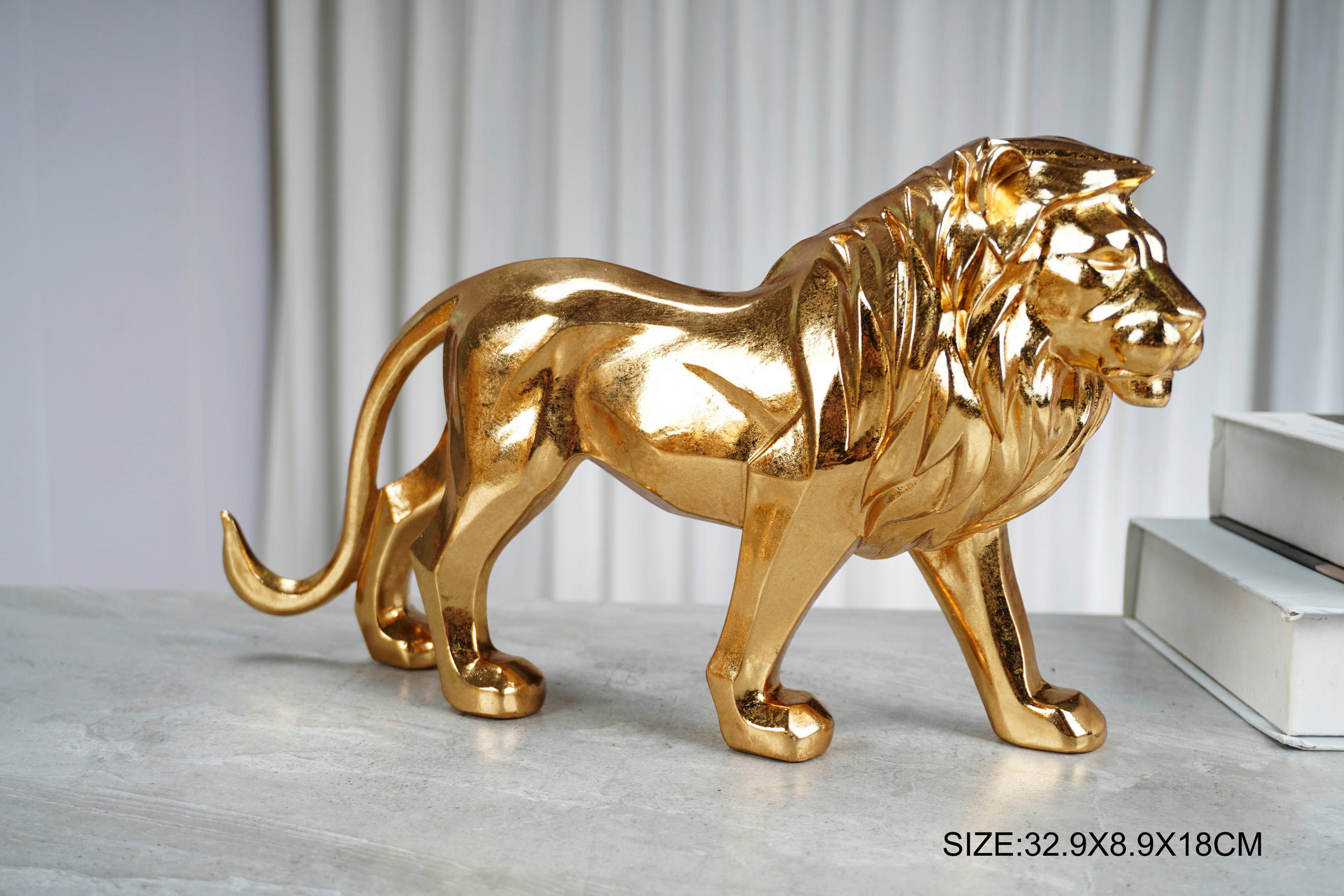 DEKOR ÁLLATFIGURA - aranyszínű, Basics, műanyag (18/9/33cm)