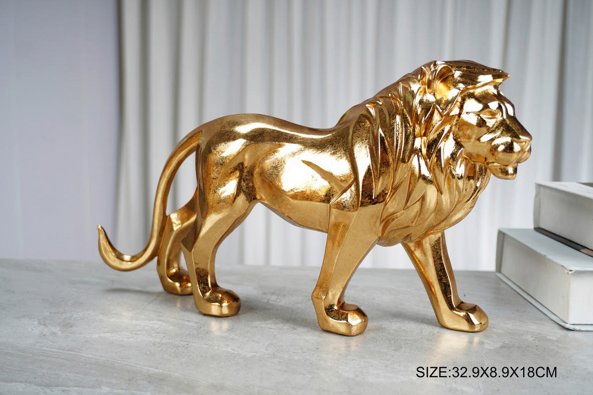 DEKOR ÁLLATFIGURA - aranyszínű, Basics, műanyag (18/9/33cm)