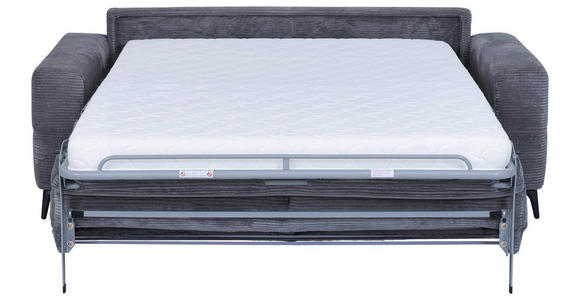 SCHLAFSOFA Cord Dunkelgrau - Dunkelgrau/Schwarz, Design, Textil/Metall (204/89/98cm) - Carryhome