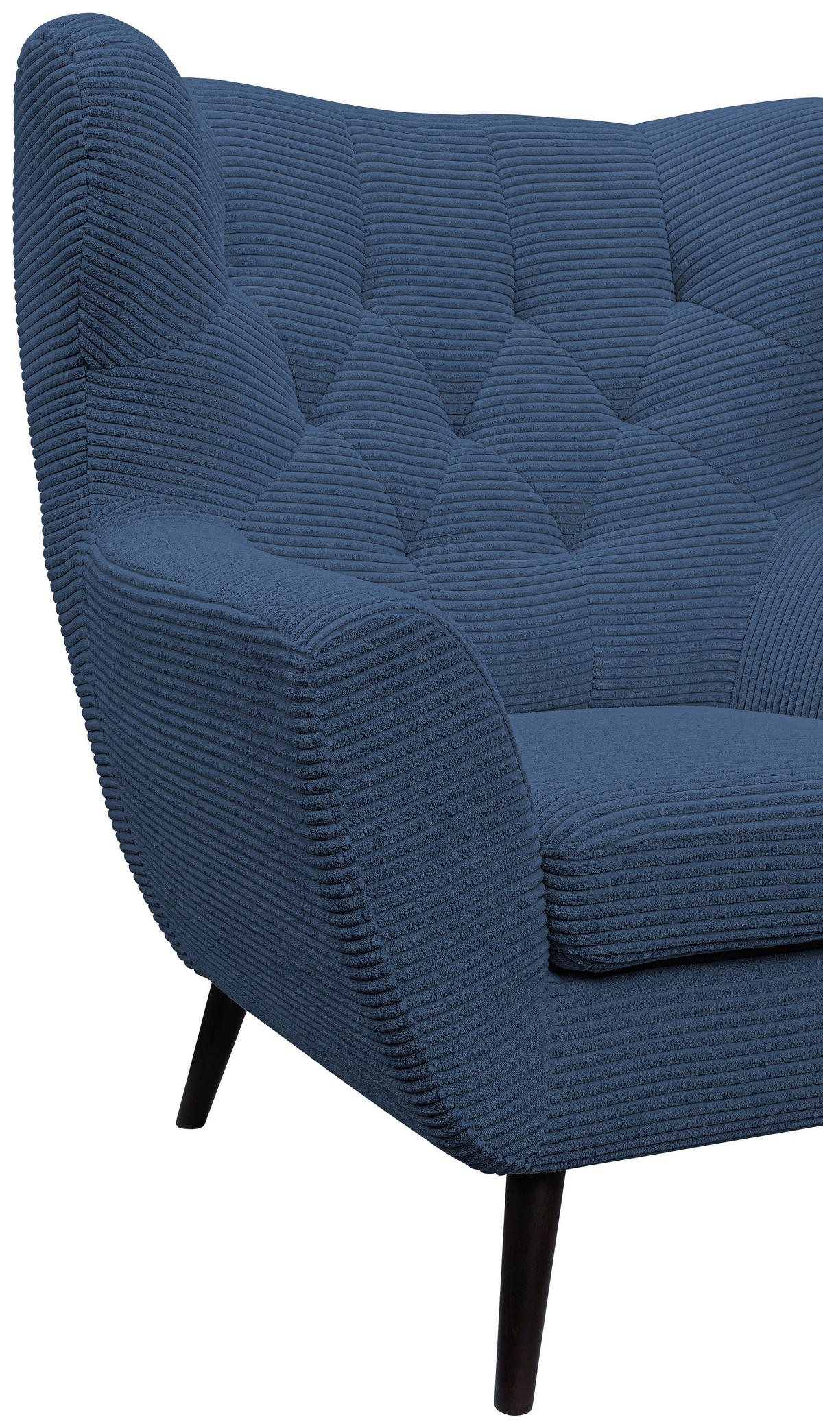 SESSEL in Cord Blau  - Blau/Schwarz, Design, Holz/Textil (87/101/95cm) - Stylife