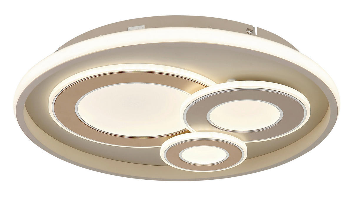 LED-DECKENLEUCHTE Jena 42/6,5 cm  - Sandfarben/Champagner, Design, Kunststoff/Metall (42/6,5cm) - Globo