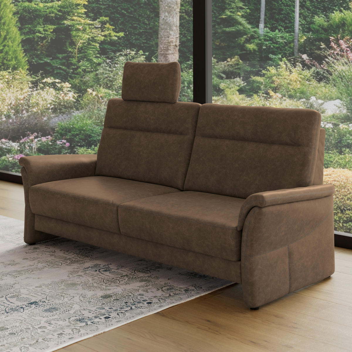 3,5-SITZER - Schwarz/Braun, Konventionell, Kunststoff/Textil (205/98/91cm) - Elegando