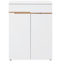 SCHUHSCHRANK Eiche Artisan, Weiß  - Schwarz/Eiche Artisan, Design, Holzwerkstoff (80/107/38cm) - Voleo