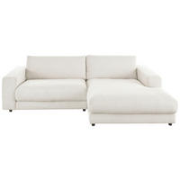 ECKSOFA in Cord Weiss  - Weiss/Schwarz, Design, Kunststoff/Textil (250/190cm) - Pure Home Lifestyle
