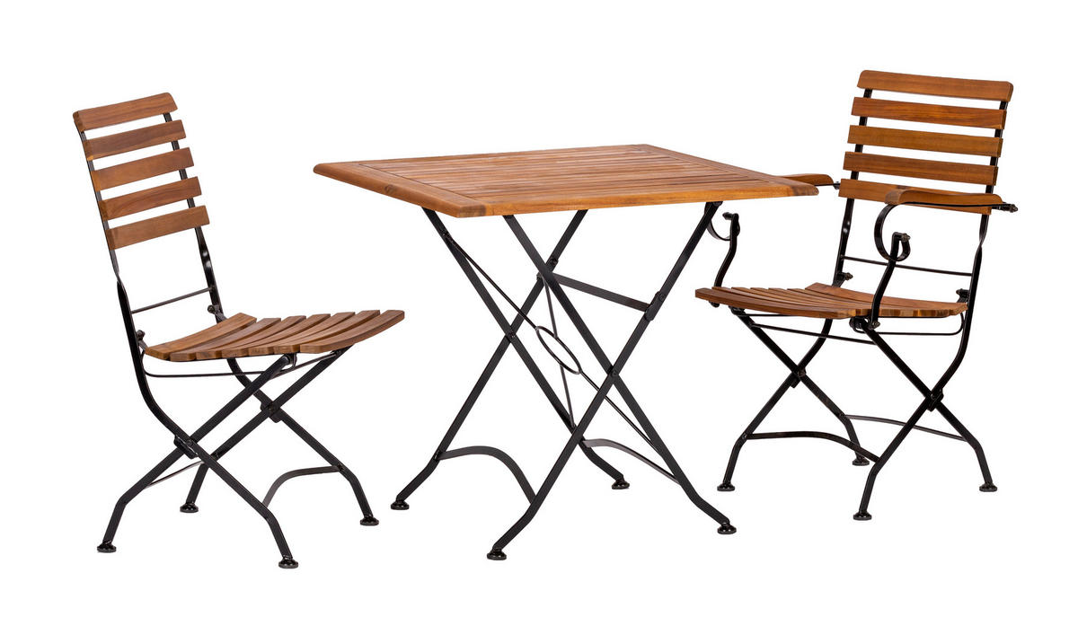 GARTENTISCHGRUPPE  - Anthrazit/Akaziefarben, Basics, Holz/Metall (80/75/80cm) - Gardenson