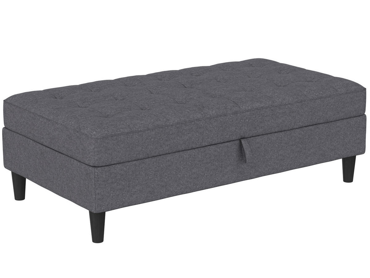HOCKER PALERMO Webstoff, Leinenoptik Grau  - Schwarz/Grau, Basics, Kunststoff/Textil (130/43/69cm) - Livetastic