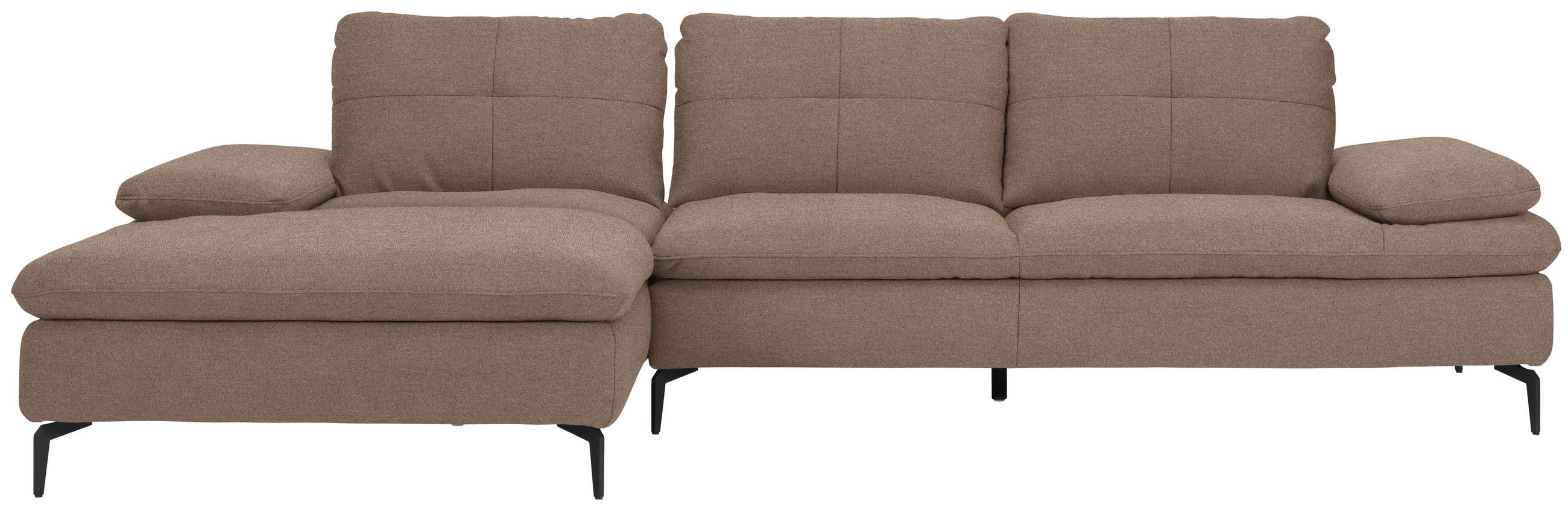 ECKSOFA in Webstoff Graubraun  - Graubraun/Schwarz, Design, Textil/Metall (179/301cm) - Chilliano