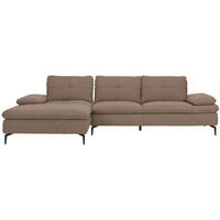 ECKSOFA in Webstoff Graubraun  - Graubraun/Schwarz, Design, Textil/Metall (179/301cm) - Chilliano