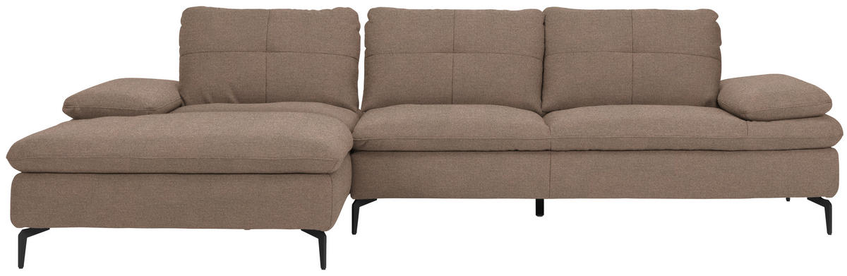 ECKSOFA in Webstoff Graubraun  - Graubraun/Schwarz, Design, Textil/Metall (179/301cm) - Chilliano
