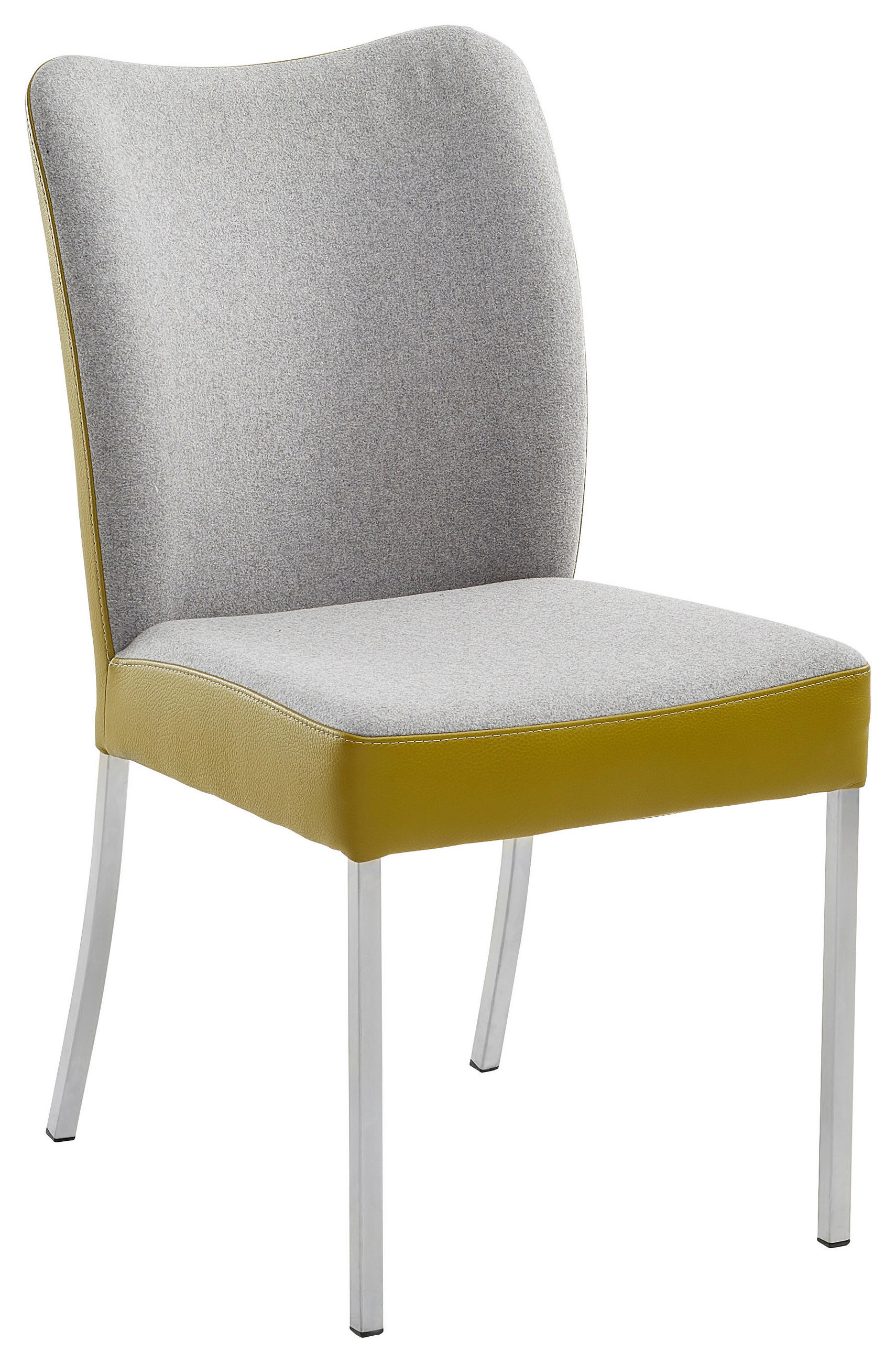 STUHL Kombination Echtleder/Stoff Grau, Grün, Edelstahlfarben  - Edelstahlfarben/Grau, Design, Leder/Textil (46/89/63cm) - Bert Plantagie