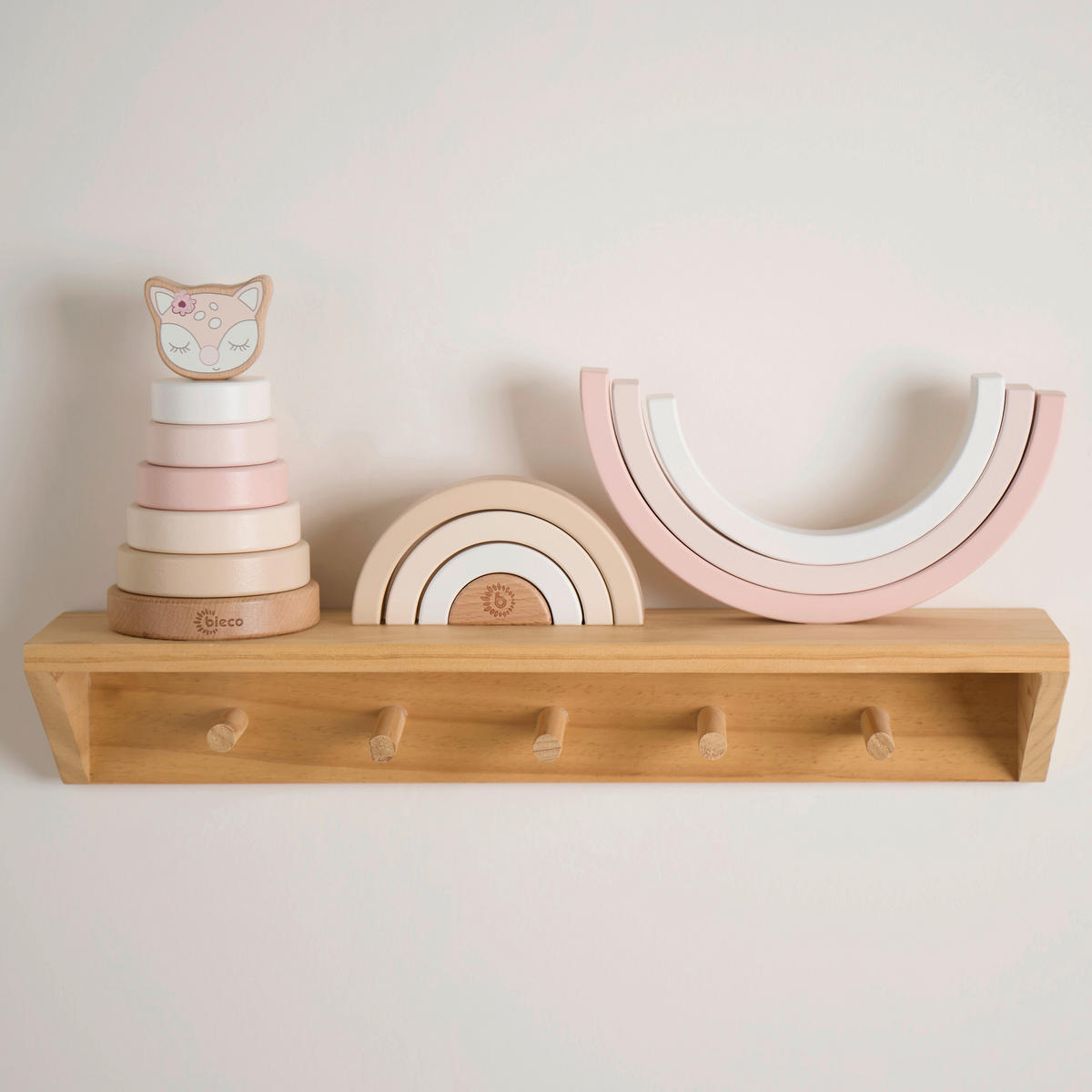 STAPELTURM Stapelturm Reh Ella  - Beige/Rosa, Basics, Holz (10/18,5/10cm)