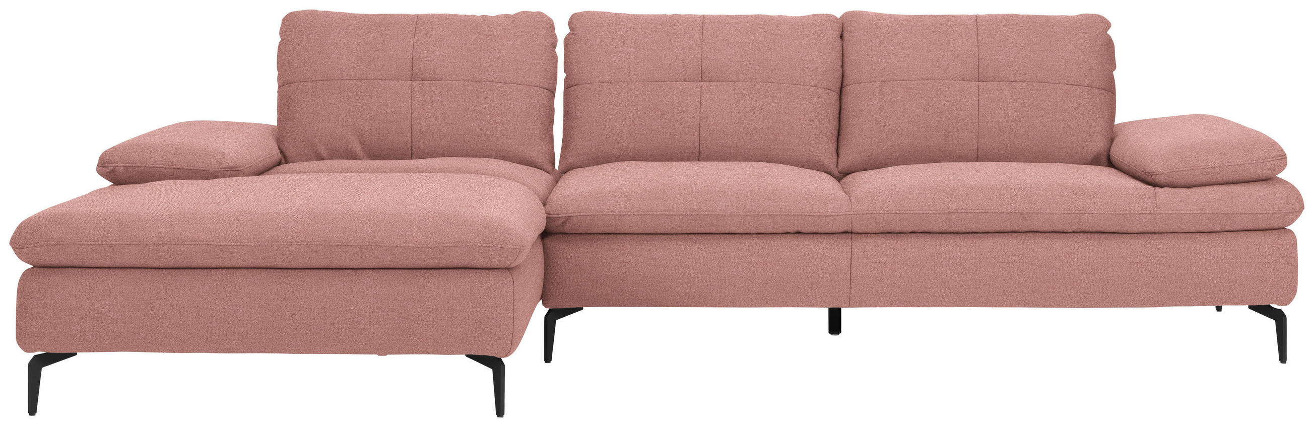 ECKSOFA in Webstoff Altrosa  - Schwarz/Altrosa, Design, Textil/Metall (179/301cm) - Chilliano