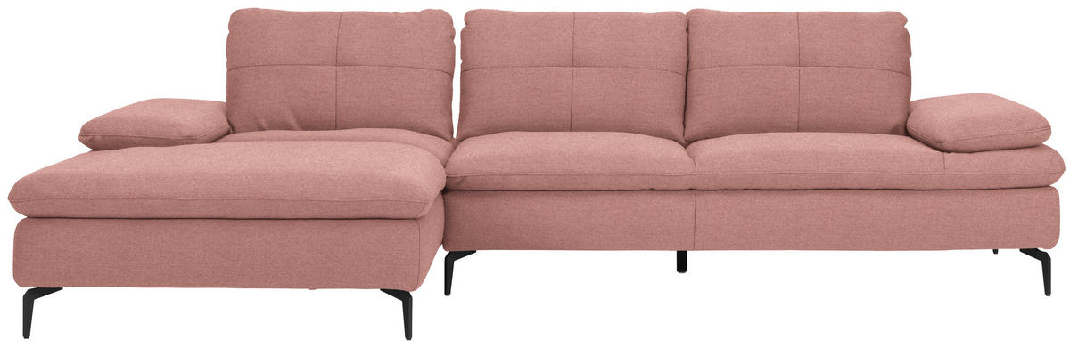 ECKSOFA in Webstoff Altrosa  - Schwarz/Altrosa, Design, Textil/Metall (179/301cm) - Chilliano