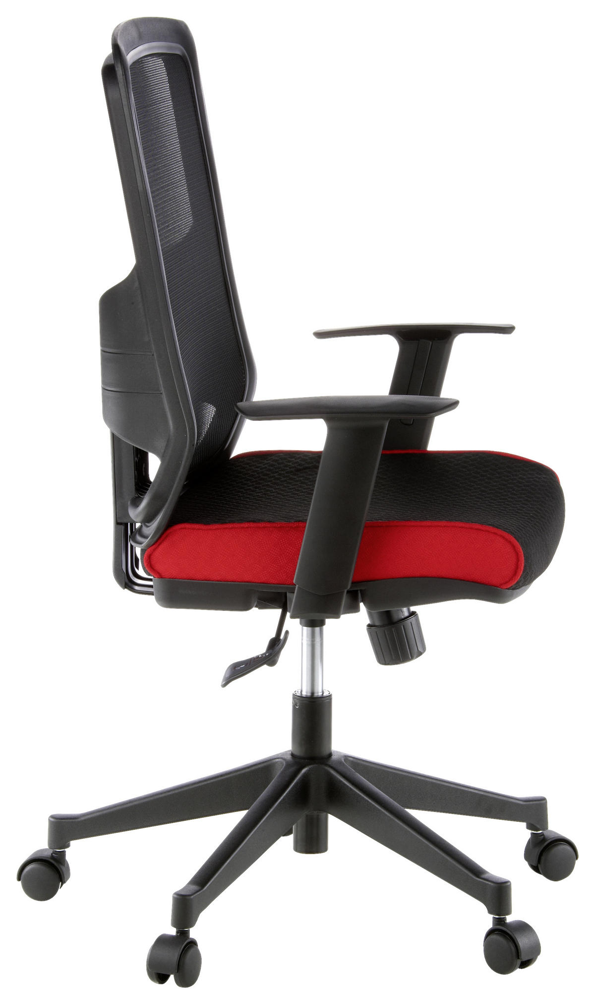 DREHSTUHL Netzbespannung, Flachgewebe Rot, Schwarz  - Rot/Schwarz, MODERN, Kunststoff/Textil (57/113/44cm) - MID.YOU