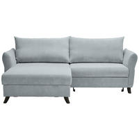 ECKSOFA Cord Hellgrau  - Hellgrau/Schwarz, Romantik / Landhaus, Holz/Textil (245/159cm) - Stylife