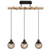HÄNGELEUCHTE   - Klar/Schwarz, Natur, Glas/Holz (78/15/120cm) - Globo
