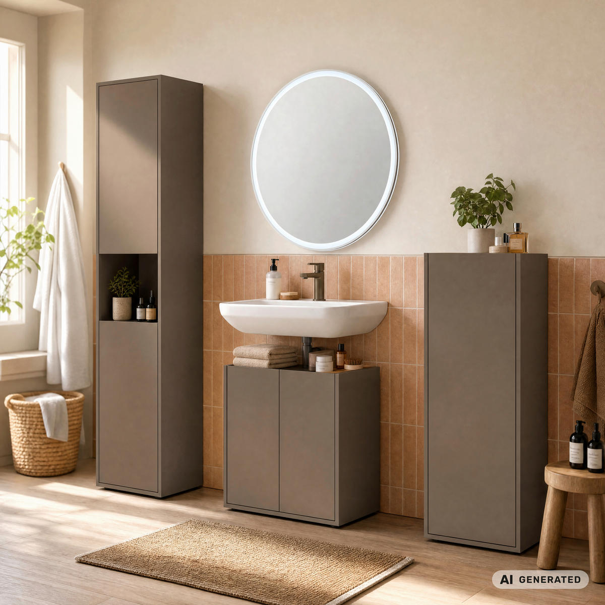 MIDISCHRANK 42/112/33 cm  - Schwarz/Cappuccino, Trend, Holzwerkstoff/Kunststoff (42/112/33cm) - MID.YOU
